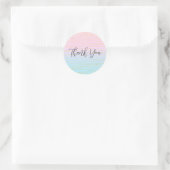 Sticker Rond Ombre bleu rose avec Merci Gold Lines (Sac)
