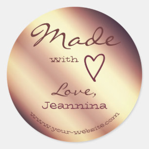 Sticker Rond Ombre de prune violette faite avec l'amour Nom du