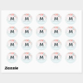 Sticker Rond Ombre Jardin Floral Peony Monogram Mariage (Feuille)