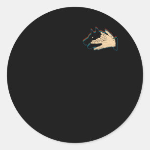Sticker Rond Ombre main de chien sur poche fabrication de mario