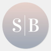 Sticker Rond Ombre Monogramme rose clair et Mariage bleu foncé (Devant)