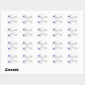 Sticker Rond Ombre Royal Blue Ivory Floral Mariage (Feuille)