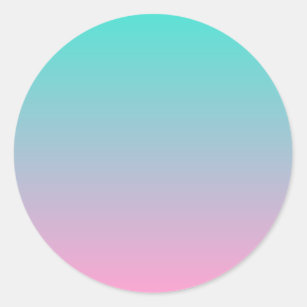 Sticker Rond Ombre turquoise et rose