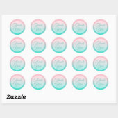 Sticker Rond Ombre Turquoise rose et turquoise (Feuille)