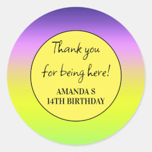 Sticker Rond Ombre violet jaune vert printemps couleurs été