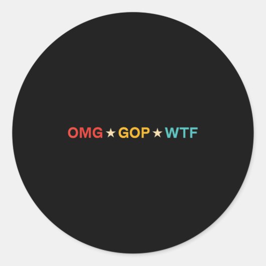 Sticker Rond Omg Gop Wtf Vintage Design  (Devant)