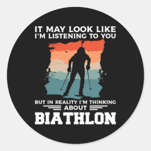 Sticker Rond On dirait que je vous écoute Biathlon Bia