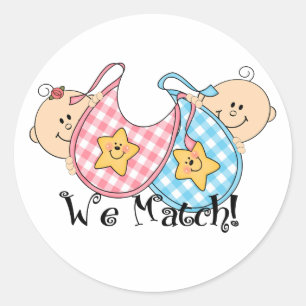 Sticker Rond On fait un match de Pékin jumeaux avec Bibs 1 Girl