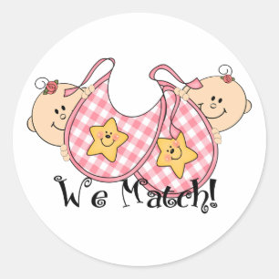 Sticker Rond On fait un match de Pékin Twins avec Bibs 2 Girls