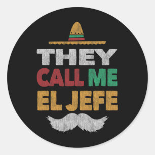 Sticker Rond On M'Appelle El Jefe Fiesta Casquette du Parti Mex