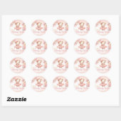 Sticker Rond On peut attendre aquarelle Baby shower Boho (Feuille)