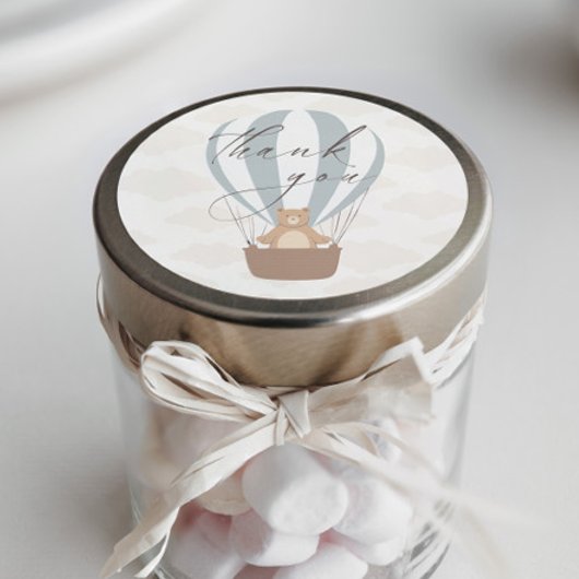 Sticker Rond On Peut Attendre | Baby Boy Blue Balloon Douche