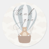 Sticker Rond On Peut Attendre | Baby Boy Blue Balloon Douche (Devant)