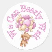 Sticker Rond On peut attendre Baby shower fille (Devant)