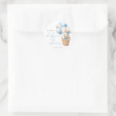 Sticker Rond On Peut Attendre | Bear Balloon Baby shower bleu (Sac)