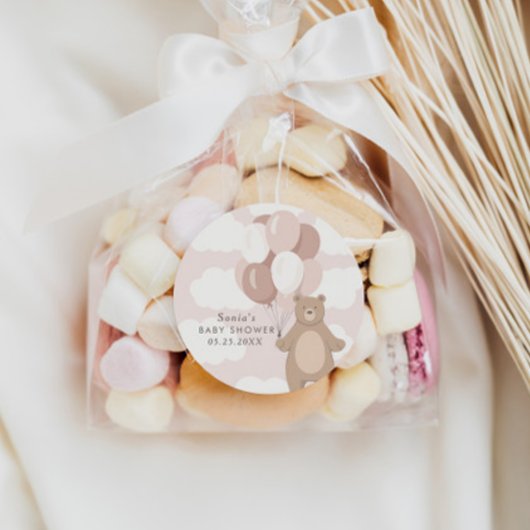 Sticker Rond On Peut Attendre | Bébé rose clair fille