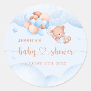 Sticker Rond On Peut Attendre Bleu Baby shower Classic Tour