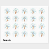 Sticker Rond On peut attendre Boy Baby shower (Feuille)