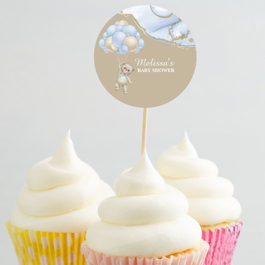 Sticker Rond On peut attendre des toppers de cupcake ballon ble