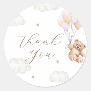 Sticker Rond On peut attendre le Baby shower de fille rose