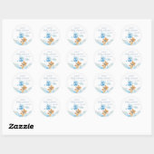 Sticker Rond On peut attendre le Baby shower Garçon bleu (Feuille)