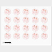 Sticker Rond On peut attendre le Baby shower rose (Feuille)