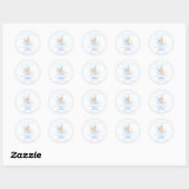 Sticker Rond On peut attendre l'invitation Baby shower garçon (Feuille)