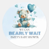 Sticker Rond On Peut Attendre L'Ours Bleu Teddy (Devant)