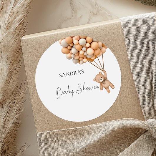 Sticker Rond On Peut Attendre Teddy Bear Balloon