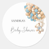 Sticker Rond On Peut Attendre Teddy Bear Bleu Balloon (Devant)