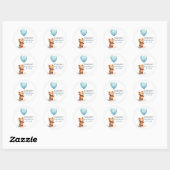 Sticker Rond On Peut Attendre Teddy Bear Blue Boy Baby shower (Feuille)