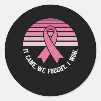 Sticker Rond On S'Est Battu Pour Gagner Le Cancer Du Sein Survi