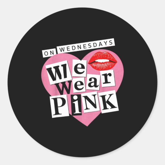 Sticker Rond On Wednesday We Wear Nk Funny Valentine  (Devant)