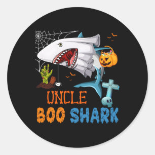Sticker Rond Oncle Boo Shark Halloween Shark Fantôme de requin 