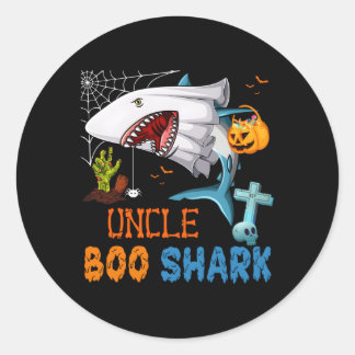 Sticker Rond Oncle Boo Shark Halloween Shark Fantôme de requin 