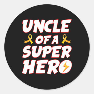 Sticker Rond Oncle Cancer De L'Enfance D'Une Famille De Superhé