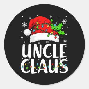 Sticker Rond Oncle Claus Lumières de Noël Pyjama Famille Matchi