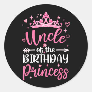 Sticker Rond Oncle de la princesse d'anniversaire fille d'anniv