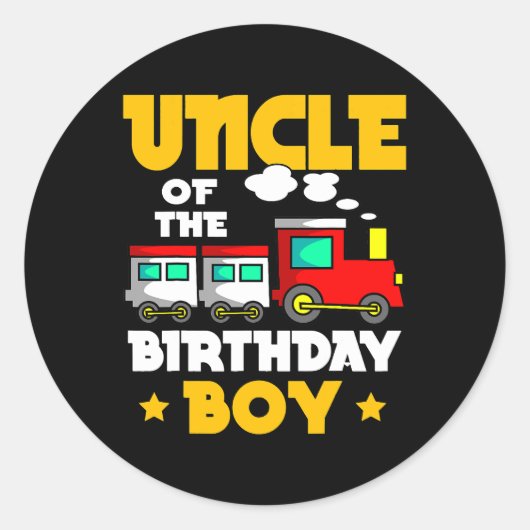 Sticker Rond Oncle De L'Anniversaire Boy Train Anniversaire Cel (Devant)