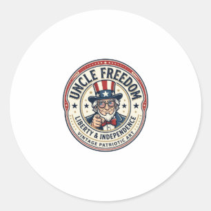 Sticker Rond Oncle Freedom Patriotique Oncle Sam Personnage Fon