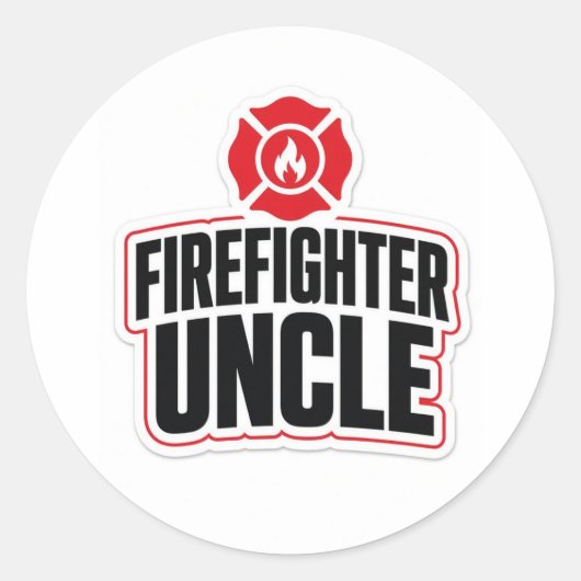 Sticker Rond Oncle pompier (Devant)