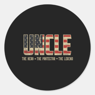 Sticker Rond Oncle Protecteur Héros Légende Usa Drapeau Oncle P