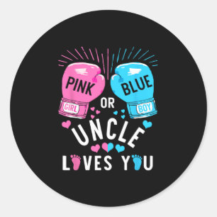 Sticker Rond Oncle Rose Ou Bleu Vous Aime Boxer Genre Révéler