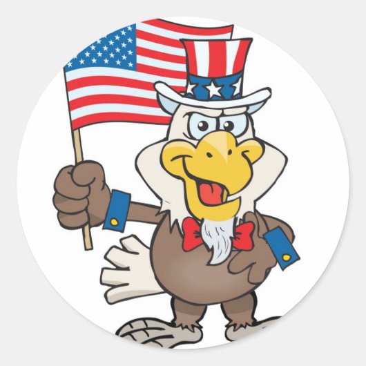 Sticker Rond Oncle Sam 4 juillet Bald Eagle (Devant)