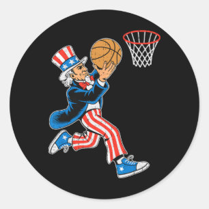 Sticker Rond Oncle Sam croquis drapeau américain États-Unis spo