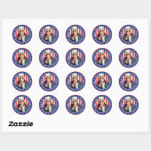 Sticker Rond Oncle Sam Étoiles et rayures (Feuille)