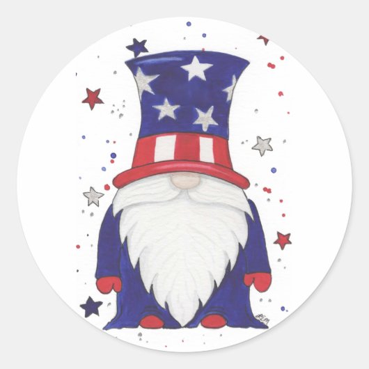 Sticker Rond Oncle Sam Gnome (Devant)