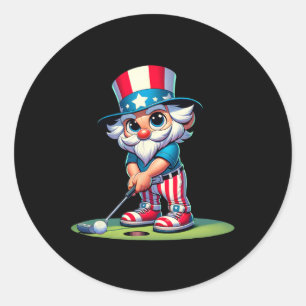 Sticker Rond Oncle Sam Golf États-Unis Amérique 4 Juillet Indép