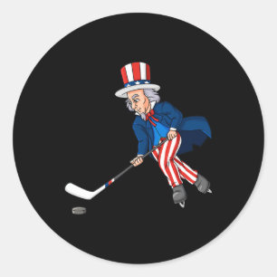 Sticker Rond Oncle Sam Hockey 4 juillet Patriotique Garçons T