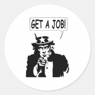 Sticker Rond Oncle Sam Obtient Un Emploi
